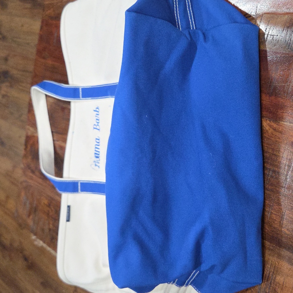 LARGE Lands End Blue and White Canvas Tote Bag - Picture 10 of 11